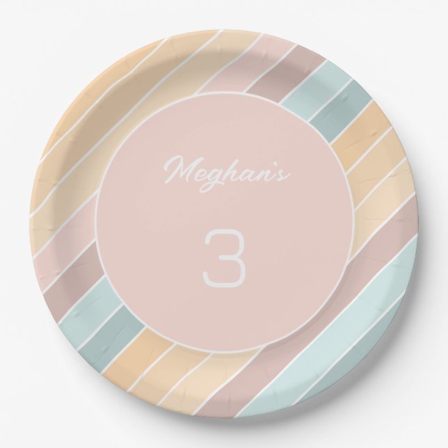 Personalised Modern Summer Vibe Creamy Colours Paper Plate (Front)