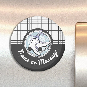 Personalised Modern Tartan Ice Skating Magnet