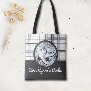 Personalised Modern Tartan Ice Skating Tote Bag