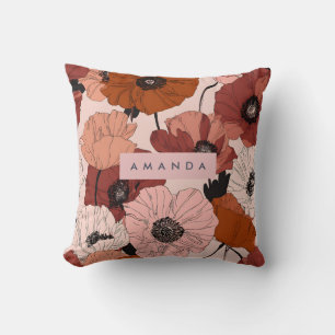 Personalised Modern Terracotta and Blush Floral Cushion