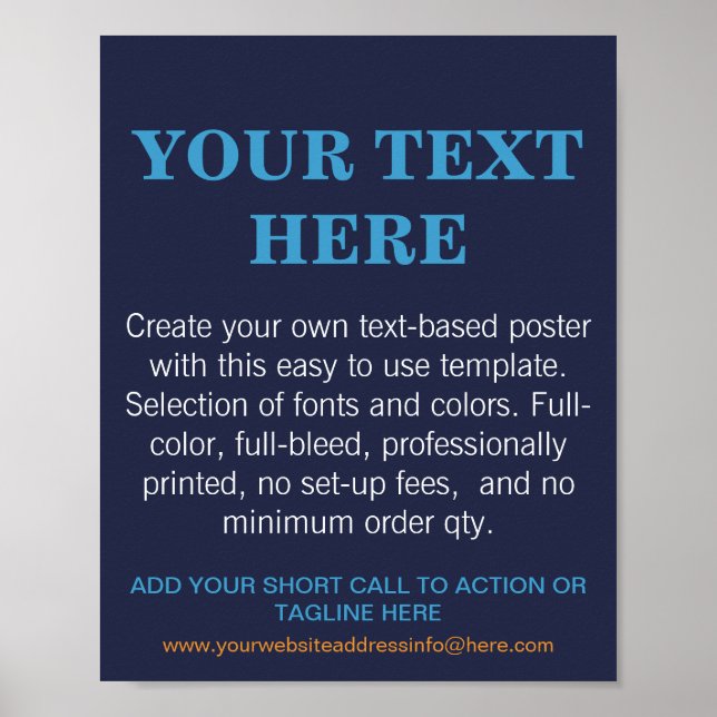 Personalised Modern Text Blue Poster (Front)
