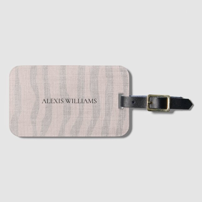 Personalised Modern Textured Zebra Pattern Luggage Tag (Front Horizontal)