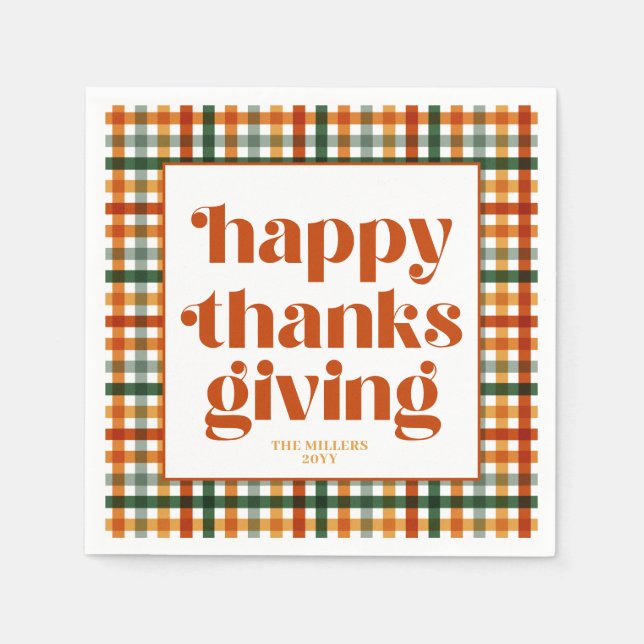 Personalised Modern Thanksgiving Dinner Napkin (Front)