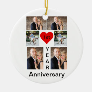 Personalised Modern trendy Anniversary Ceramic Tree Decoration