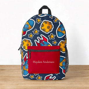 Personalised modern trendy space kids printed backpack