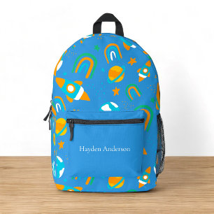 Personalised modern trendy space kids printed backpack