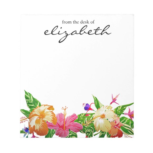 Personalised Modern Tropical Watercolor floral Notepad (Front)