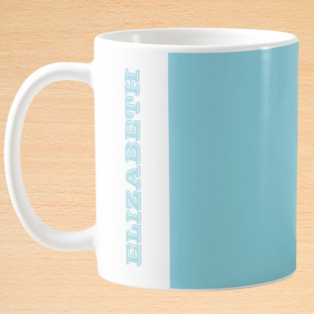 Personalised Modern Turquoise Block Name Coffee Mug (Creator Uploaded)