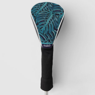 Personalised Modern Turquoise Tropical Design Golf Head Cover