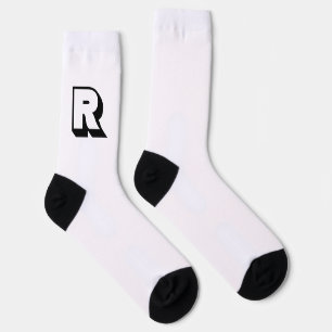 Personalised Modern Typography Black Monogram Socks