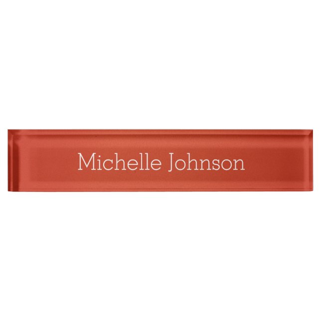 Personalised Modern Vermillion Grainy Texture Nameplate (Front)