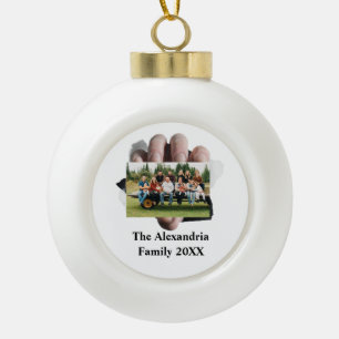 Personalised Modern vintage family photo template Ceramic Ball Christmas Ornament