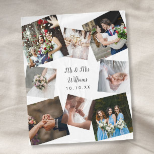 Personalised Modern Wedding Photo Collage Fleece Blanket