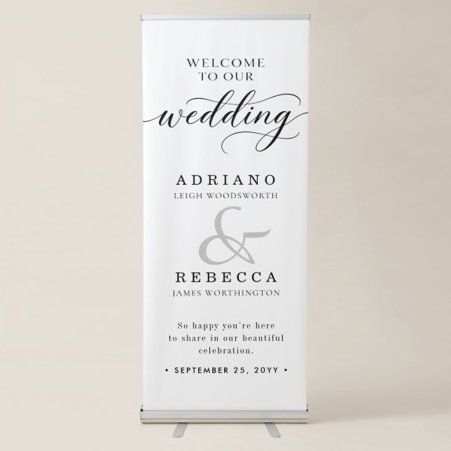 Personalised Modern Wedding Reception Retractable Banner (Front)