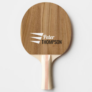 personalised modern wood grain texture name ping pong paddle