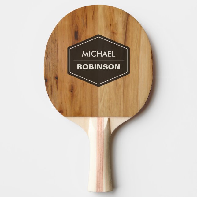 Personalised Modern Wood Grain Texture Ping Pong Paddle (Front)
