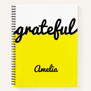 Personalised Modern Yellow Black and White Notebook