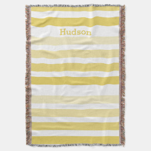 Personalised Modern Yellow Striped Pattern Throw Blanket