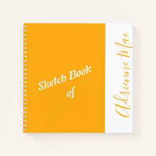 Personalised Modern Yellow Your Name Sketchbook Notebook
