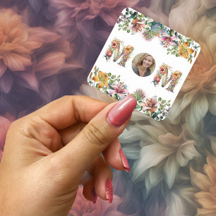 Personalised MOM flowers Mothers Day Photo Square Sticker