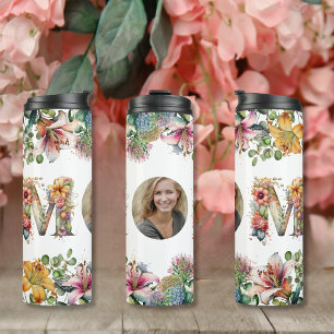 Personalised MOM flowers Mothers Day Photo  Thermal Tumbler