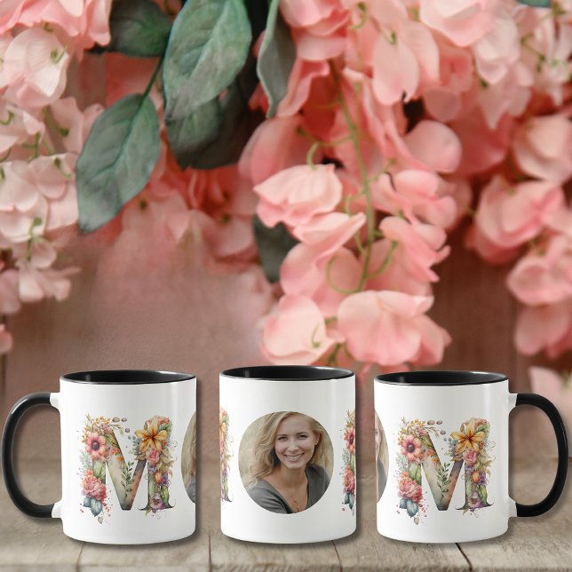 Personalised MOM Mothers Day flower Photo Mug (Personalised MOM Mothers Day flower Photo Mug)