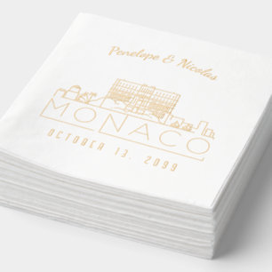 Personalised Monaco Wedding Napkins Gold Foil