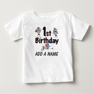 Personalised Monkey Baseball 1st Birthday Tshirt