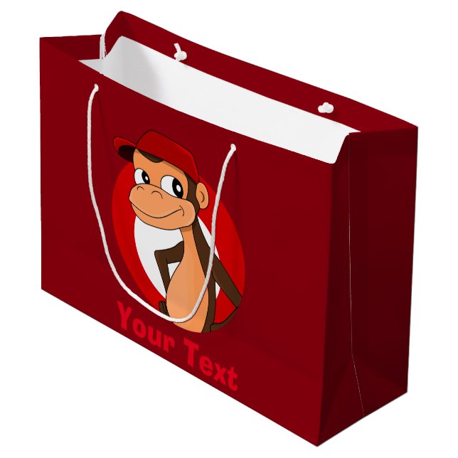 Personalised monkey cartoon large gift bag (Front Angled)