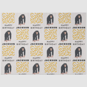 Personalised Monkey Chimpanzee & Banana Birthday  Tissue Paper
