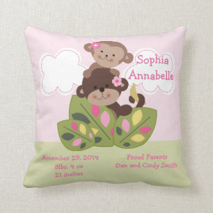 Personalised "Monkey Girl Sisters" Keepsake Pillow