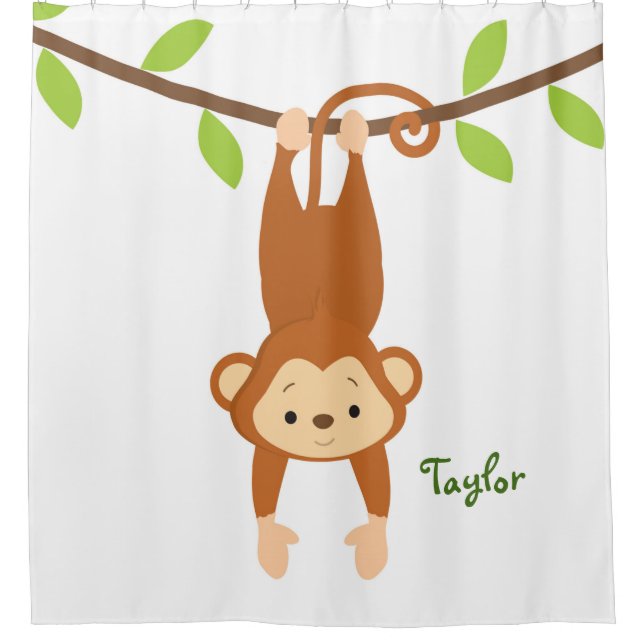 Personalised Monkey, Kid's Shower Curtain (Front)