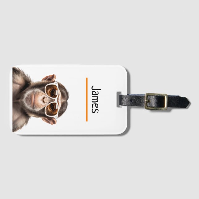 Personalised Monkey Luggage Tag (Front Horizontal)