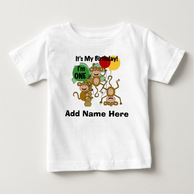 Personalised Monkey Shine 1st Birthday Tshirt (Front)