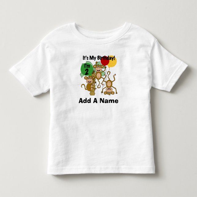 Personalised Monkey Shine 2nd Birthday Tshirt (Front)