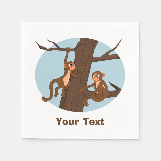 Personalised Monkeys climbing the tree cartoon Nap Napkin (Front)