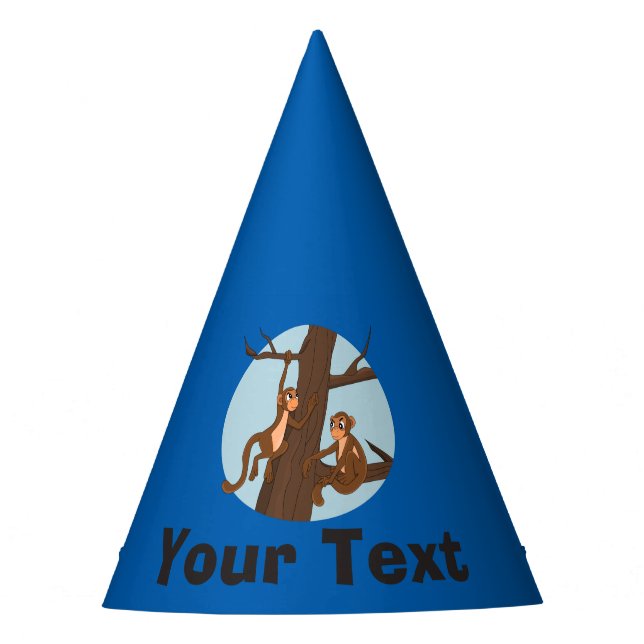 Personalised Monkeys climbing the tree Party Hat (Front)