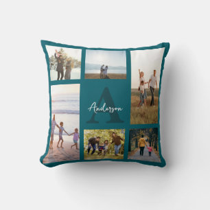 Personalised Monogram 6 Photo Collage Cushion