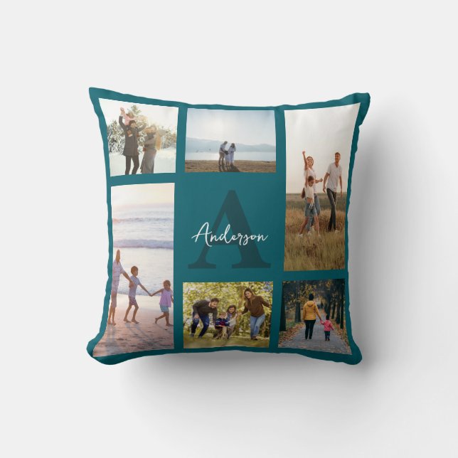 Personalised Monogram 6 Photo Collage Cushion (Front)
