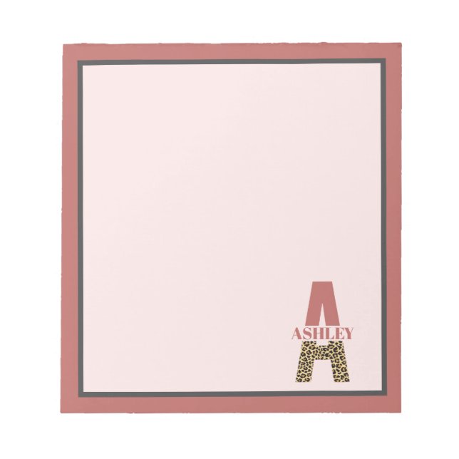 Personalised Monogram A Pink Leopard print Notepad (Front)