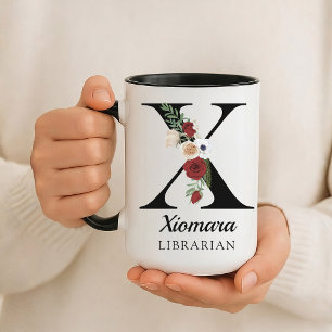 Personalised Monogram Alphabet Mug for Book Lover