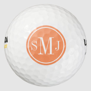 Personalised Monogram and Atomic Orange Frame Golf Balls