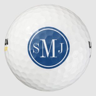 Personalised Monogram and Classic Blue Frame Golf Balls