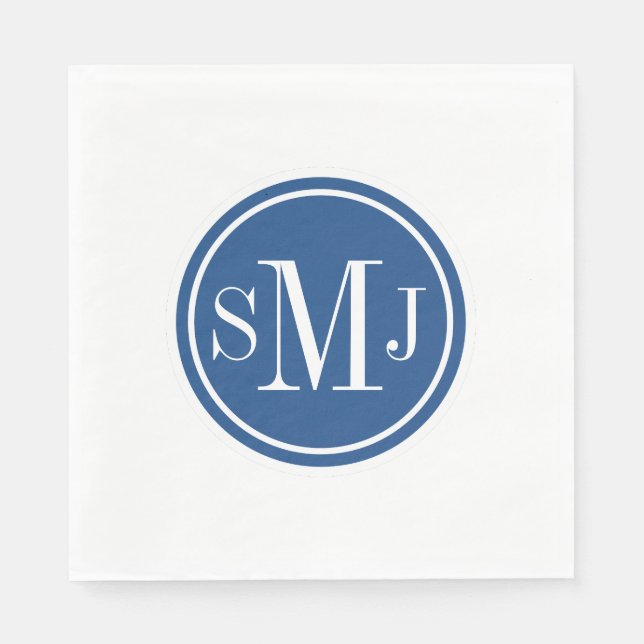 Personalised Monogram and Classic Blue Napkin (Front)
