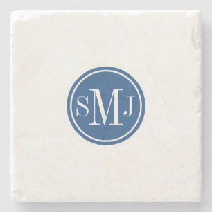 Personalised Monogram and Classic Blue Stone Coaster