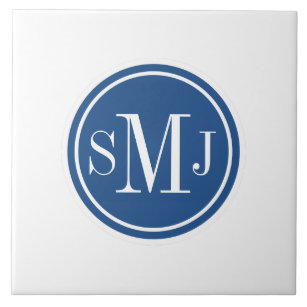 Personalised Monogram and Classic Blue Tile