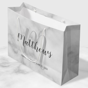 Personalised Monogram and Family Name Marble Large Gift Bag