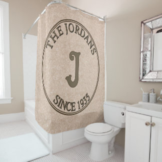 Personalised Monogram And Family Name Sepia Shower Curtain