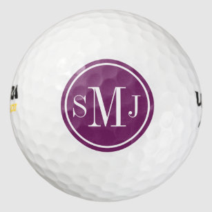 Personalised Monogram and Magenta Purple Frame Golf Balls