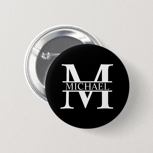 Personalised Monogram and Name 6 Cm Round Badge (Front & Back)